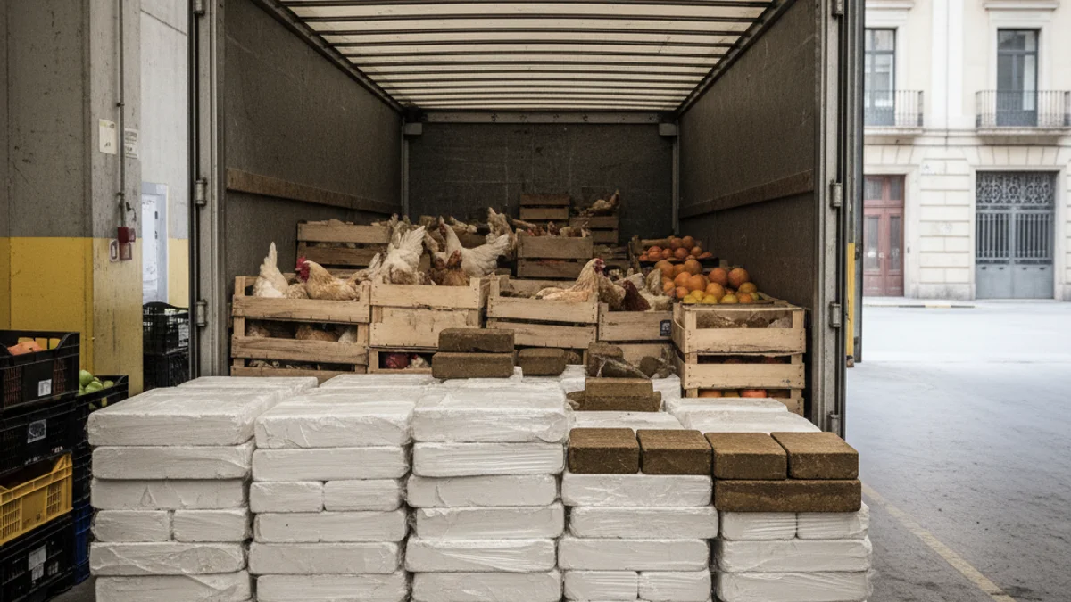 Imatge genèrica d'un decomís de droga en un camió de transport de mercaderies.