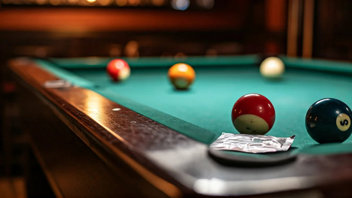 Imatge genèrica d'un paquet de droga amagat sota un billar en un bar.