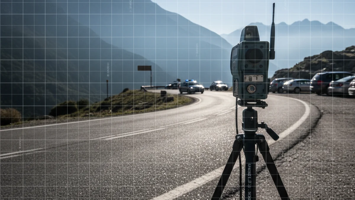 Imatge genèrica d'un control de velocitat en una carretera de muntanya.