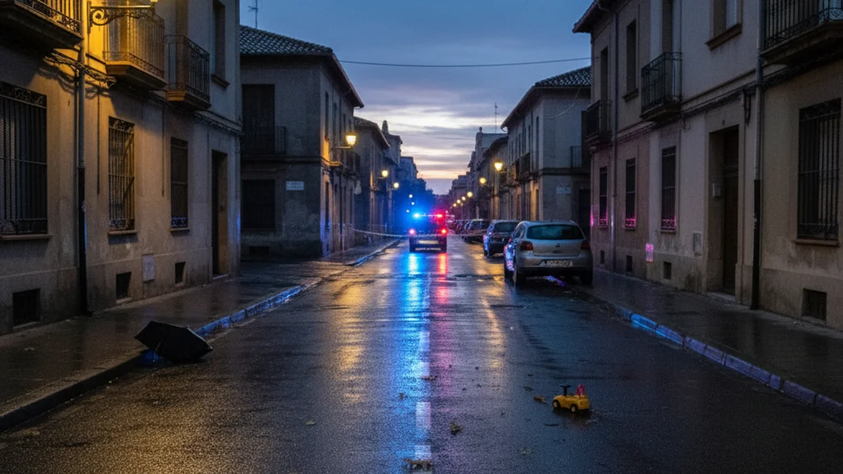 Generic image of police lights on a street at night with Mossos d'Esquadra tape.