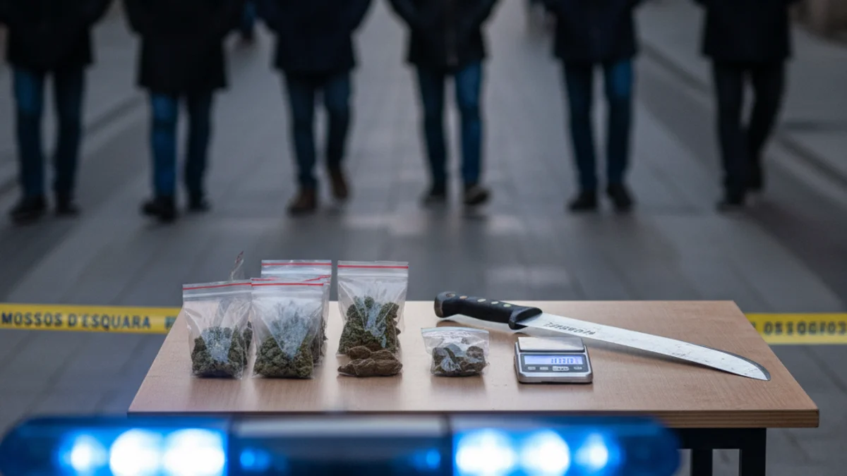 Generic image of seized narcotics and police equipment during a drug trafficking operation.