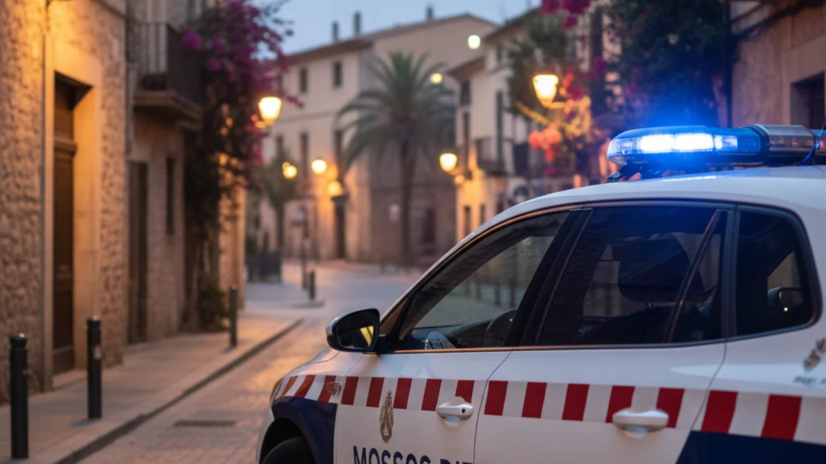 Imatge genèrica d'un vehicle dels Mossos d'Esquadra durant un operatiu policial en una zona urbana.