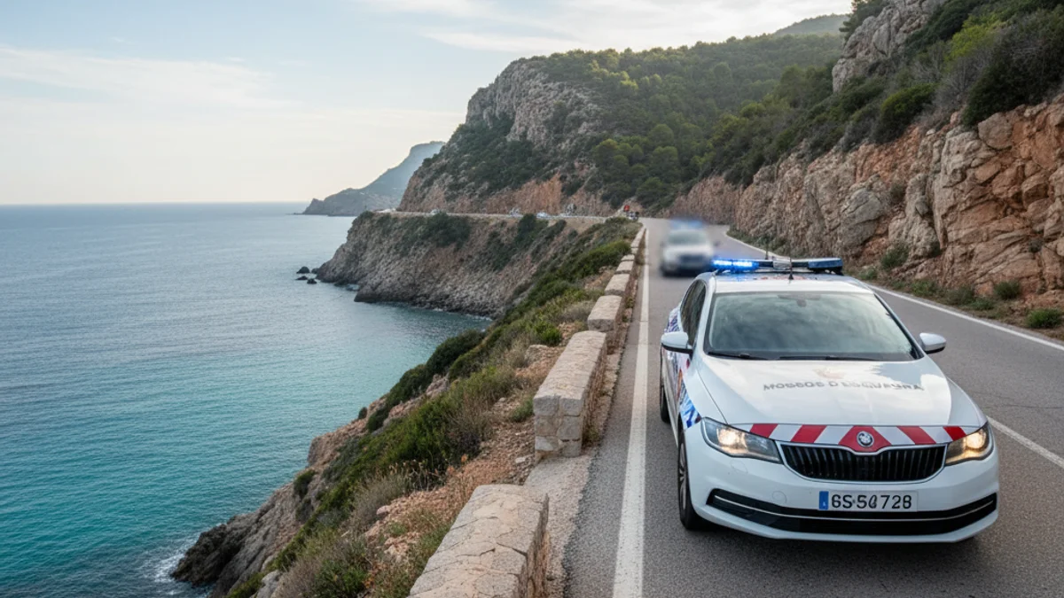 Imagen genérica de un vehículo de los Mossos d'Esquadra en una carretera costera.