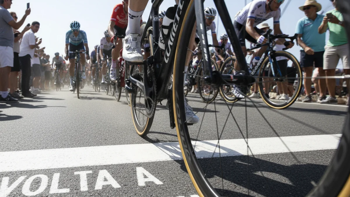 Imatge genèrica d'una competició de ciclisme en carretera durant una jornada assolellada.