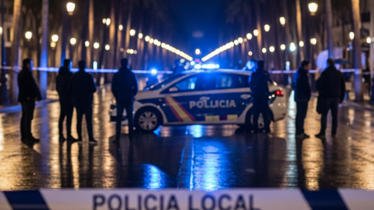 Imatge genèrica d'un control de la Policia Local en una zona urbana durant la nit.