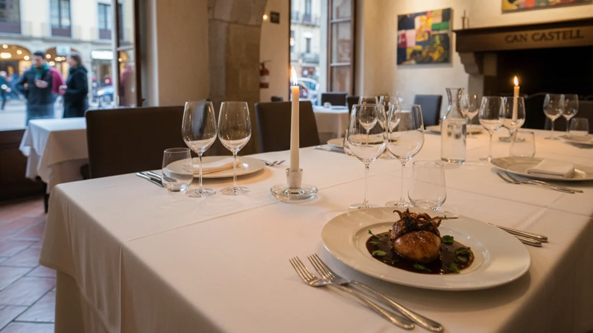 Imatge genèrica de l'interior d'un restaurant gastronòmic amb una taula parada de forma elegant.