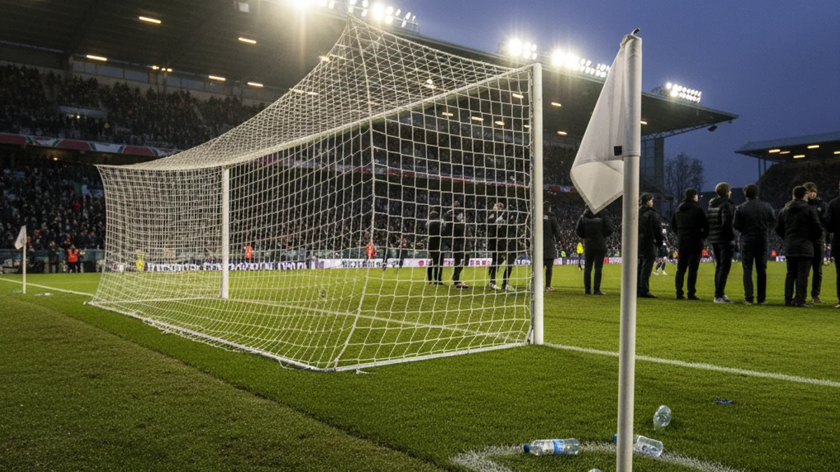 Imatge genèrica d'un camp de futbol preparat per a un partit de competició.