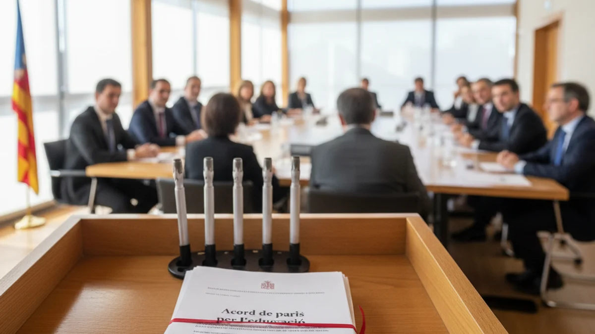 Generic image of an official meeting room with educational documents.