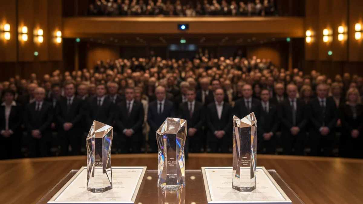 Imatge genèrica d'un acte de lliurament de premis en un auditori.
