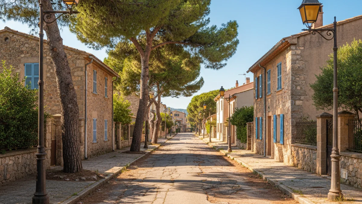 Imatge genèrica d'un carrer d'una urbanització amb deficiències en el paviment i l'enllumenat.