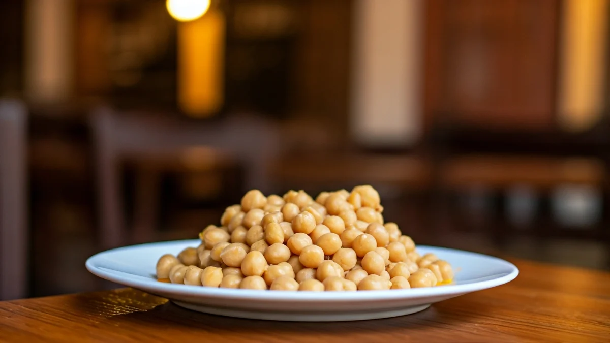 Imatge genèrica d'un plat de callos amb cigrons en un restaurant