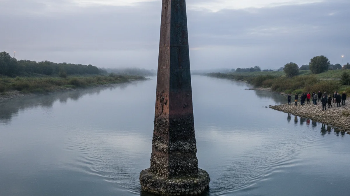 Imagen genérica del monumento a la Batalla del Ebro situado en medio del río a su paso por Tortosa.
