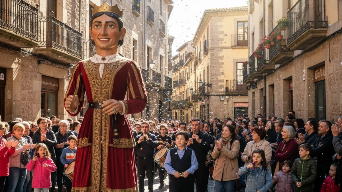 Imatge genèrica d'una celebració de cultura popular amb gegants i ambient festiu en una plaça.