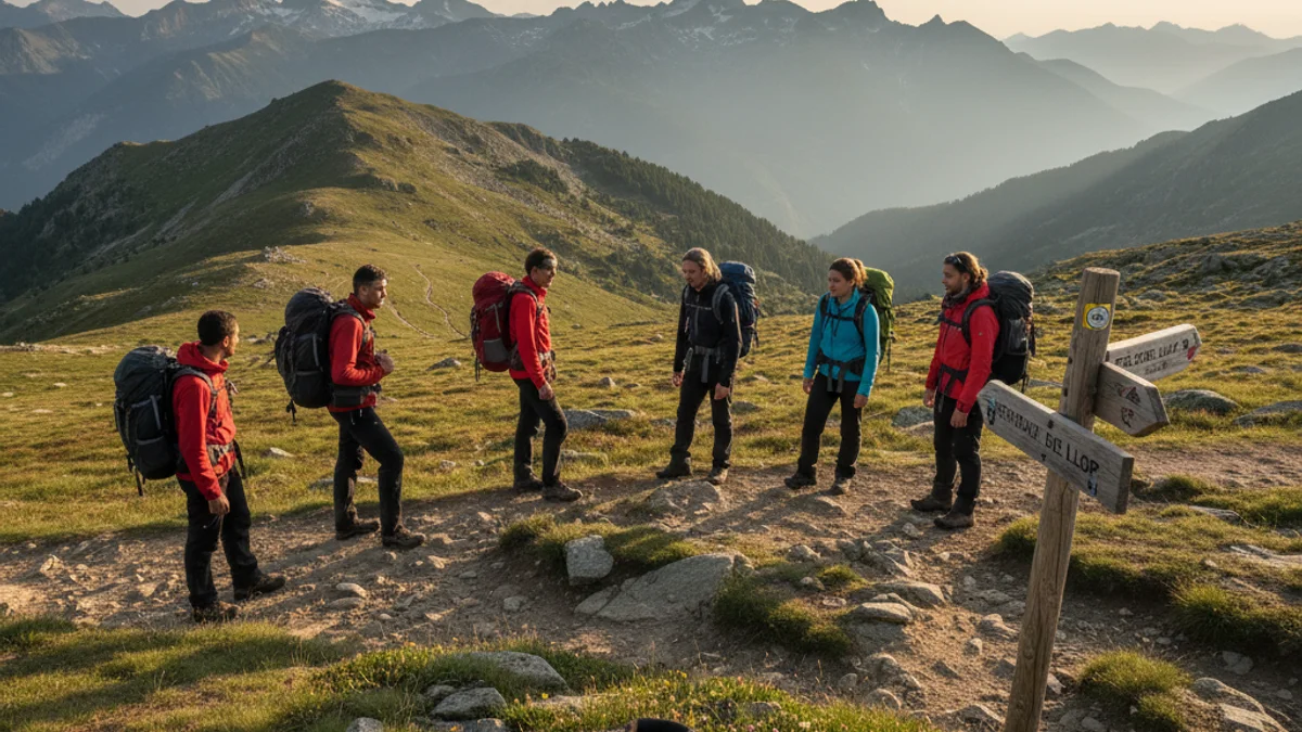 Imagen genérica de un grupo de personas haciendo senderismo por un camino de montaña en los Pirineos.