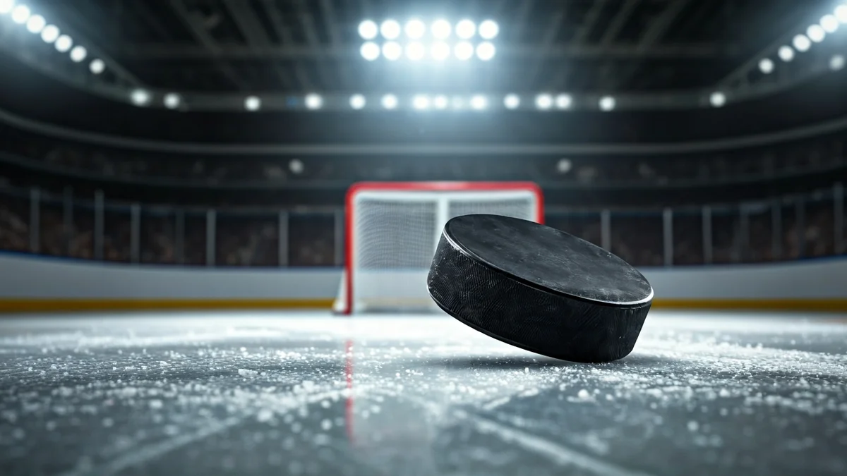 Imatge genèrica d'un disc d'hoquei gel sobre una pista de gel