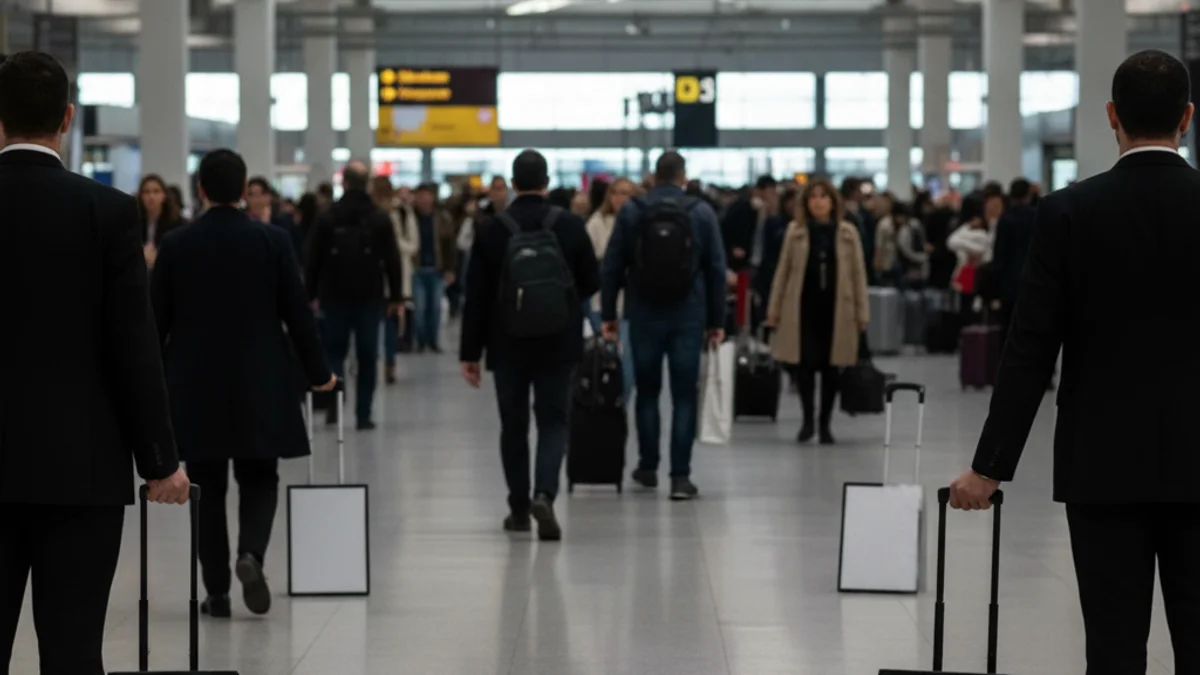 Imatge genèrica d'un panell d'informació de vols en un aeroport amb avisos de cancel·lació.