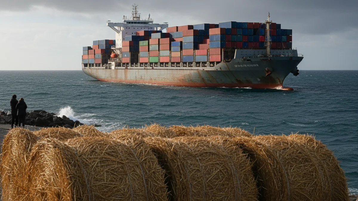 Generic image of a cargo ship sailing on the high seas with blocked goods.