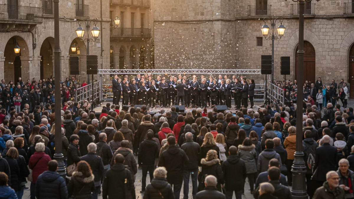 Imagen genérica de una celebración cultural en la calle con una multitud en un entorno urbano histórico.