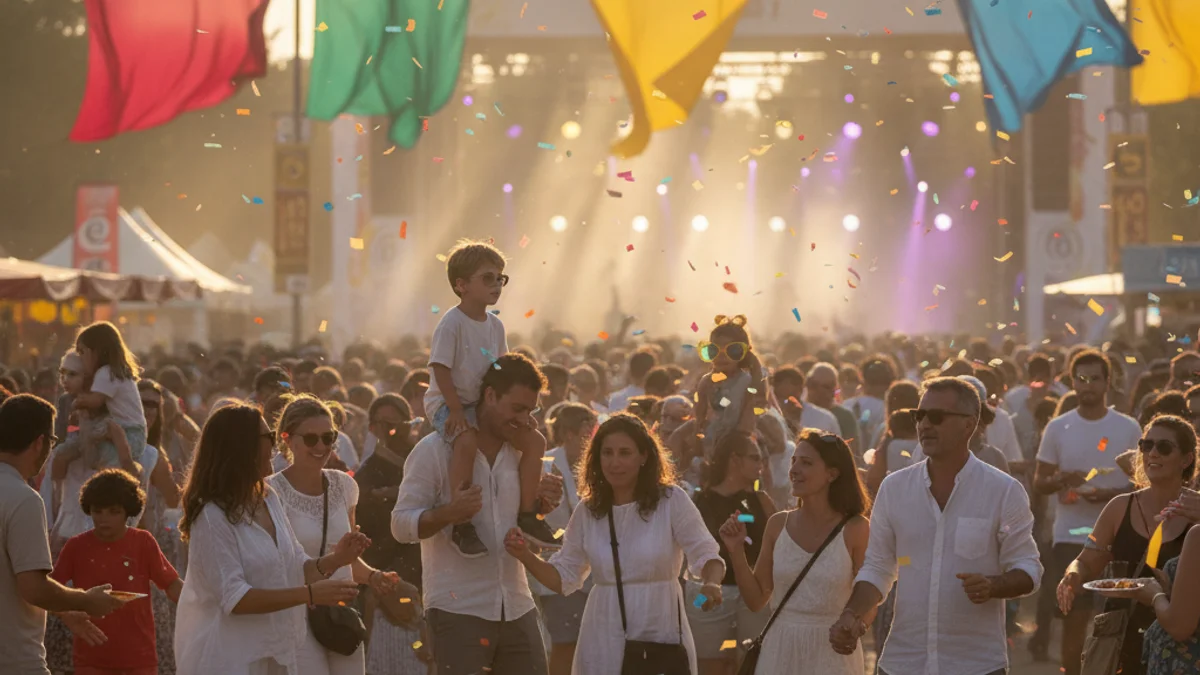 Generic image of an outdoor family music festival with a festive atmosphere.