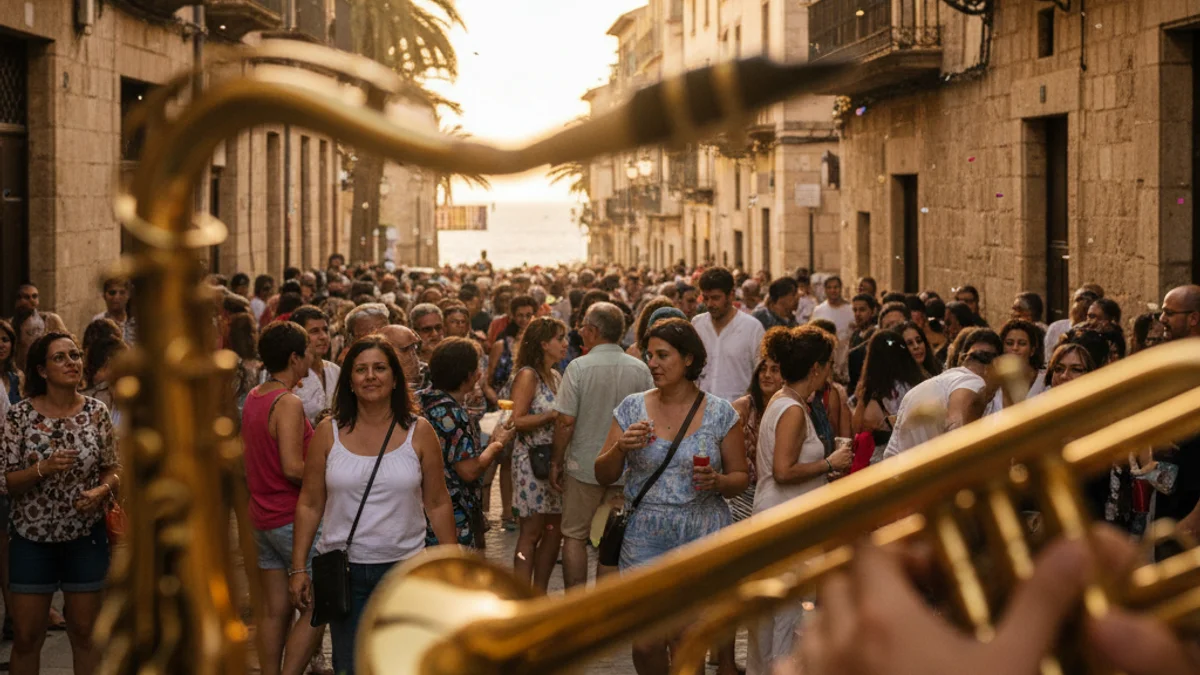 Imatge genèrica d'un instrument de vent durant un festival de jazz al carrer.