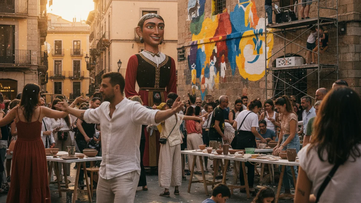 Imagen genérica de una celebración de cultura popular en una plaza con talleres y actividades vecinales.