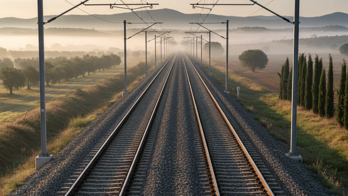 Imatge genèrica d'unes vies de tren que travessen un paisatge d'interior.