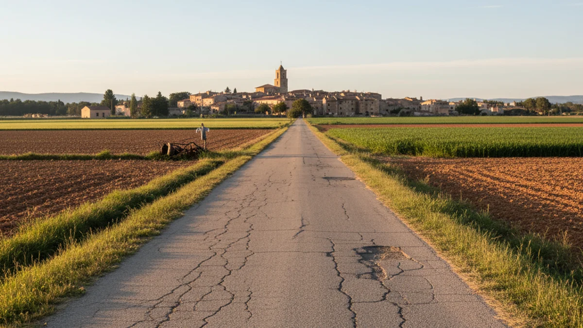 Imatge genèrica d'una carretera rural a la zona del Baix Ter.