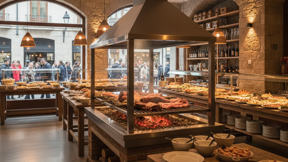 Imatge genèrica de l'interior d'un restaurant amb una graella professional.