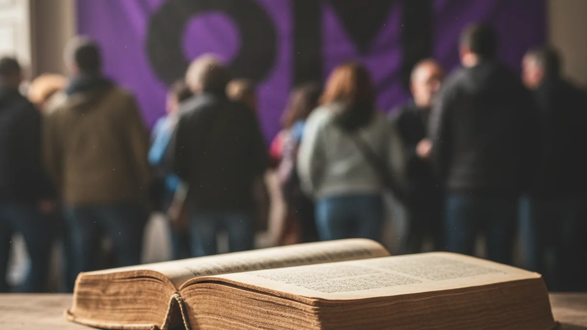 Imatge genèrica d'un llibre antic de refranys amb un fons de color lila.