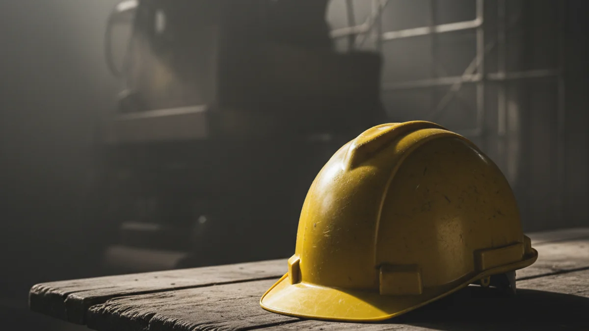 Generic image of a safety helmet in an industrial setting.