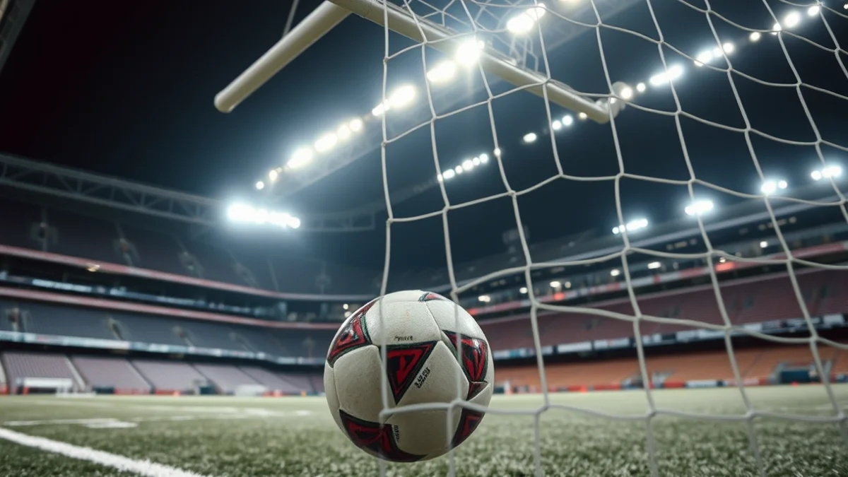 Generic image of a soccer ball hitting the back of the net during a match.