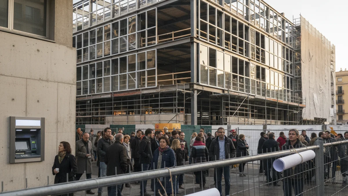 Imatge genèrica d'un projecte de reforma d'un mercat municipal amb tanques d'obra.