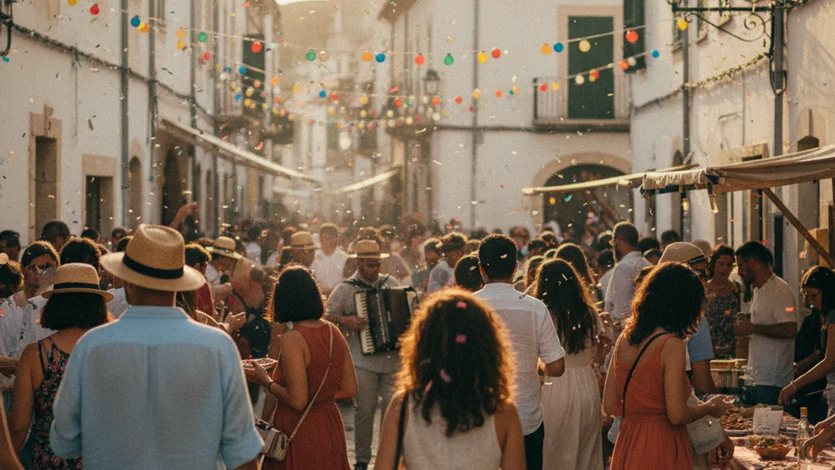 Generic image of a decorated street during a neighborhood festival celebration.