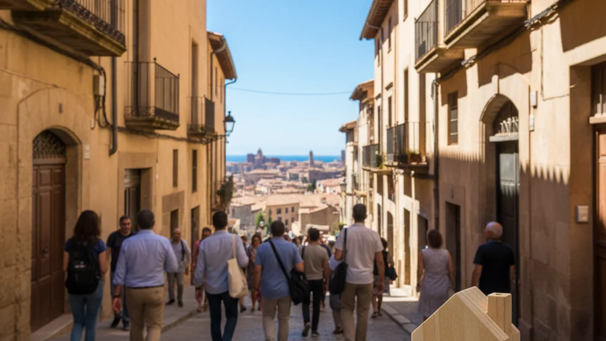 Imatge genèrica d'un barri residencial amb edificis d'habitatges sota un cel clar.