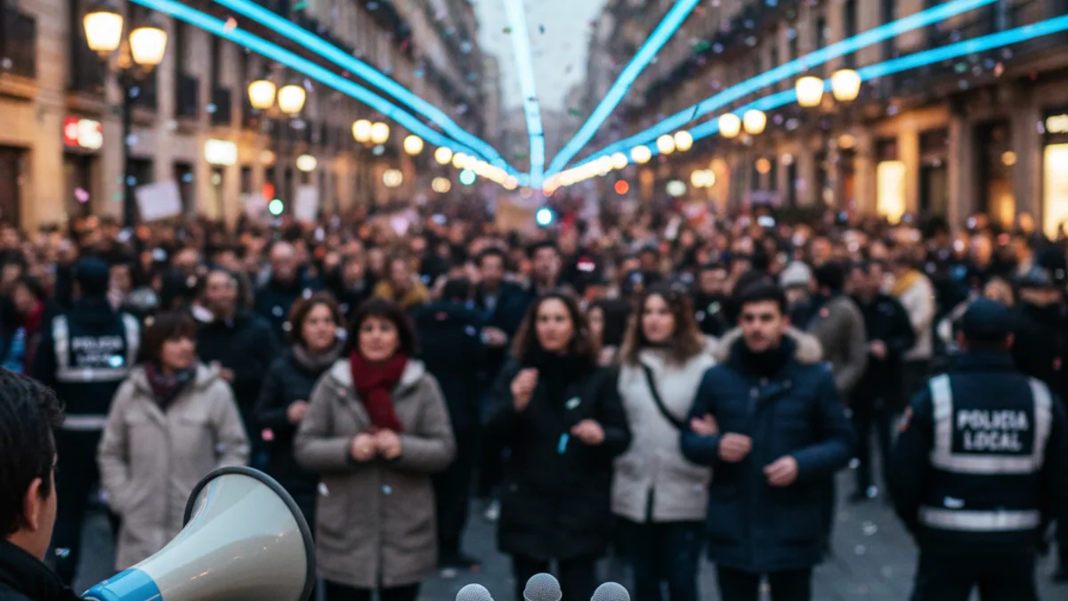 Imatge genèrica d'una concentració de docents i personal educatiu en una protesta al carrer.