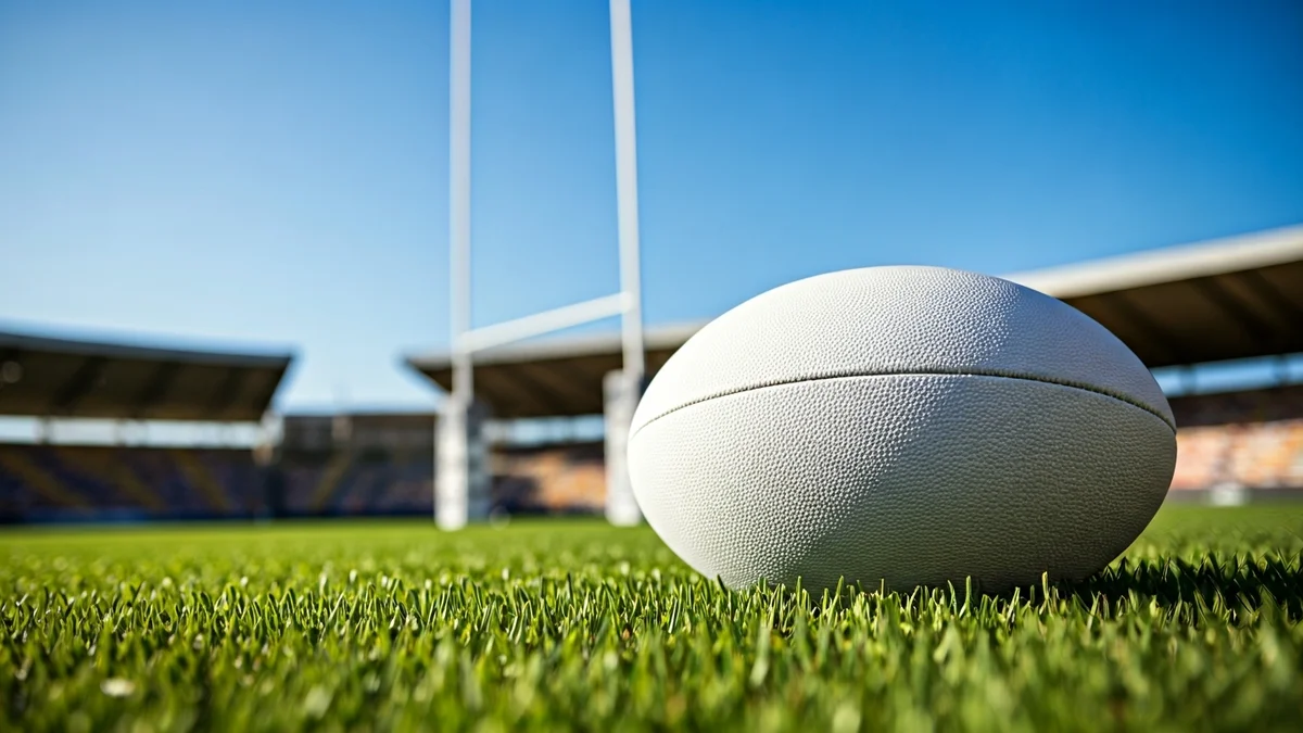 Generic image of a rugby ball on a field.