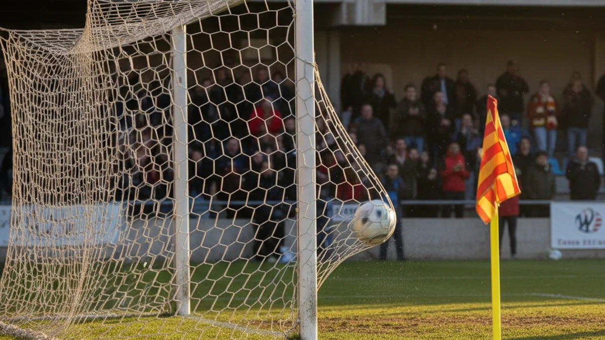 Generic image of a football goal during a decisive match.