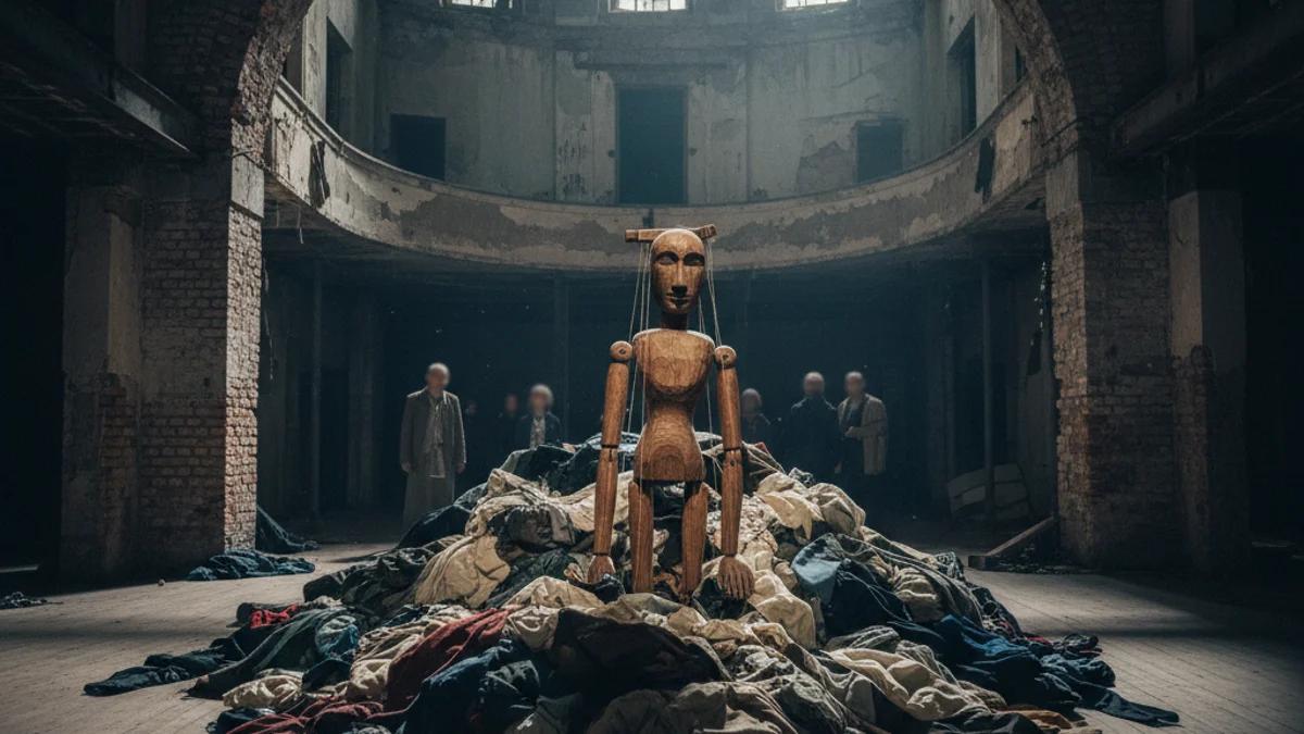 Imagen genérica de una marioneta de madera en un escenario teatral oscuro y minimalista.