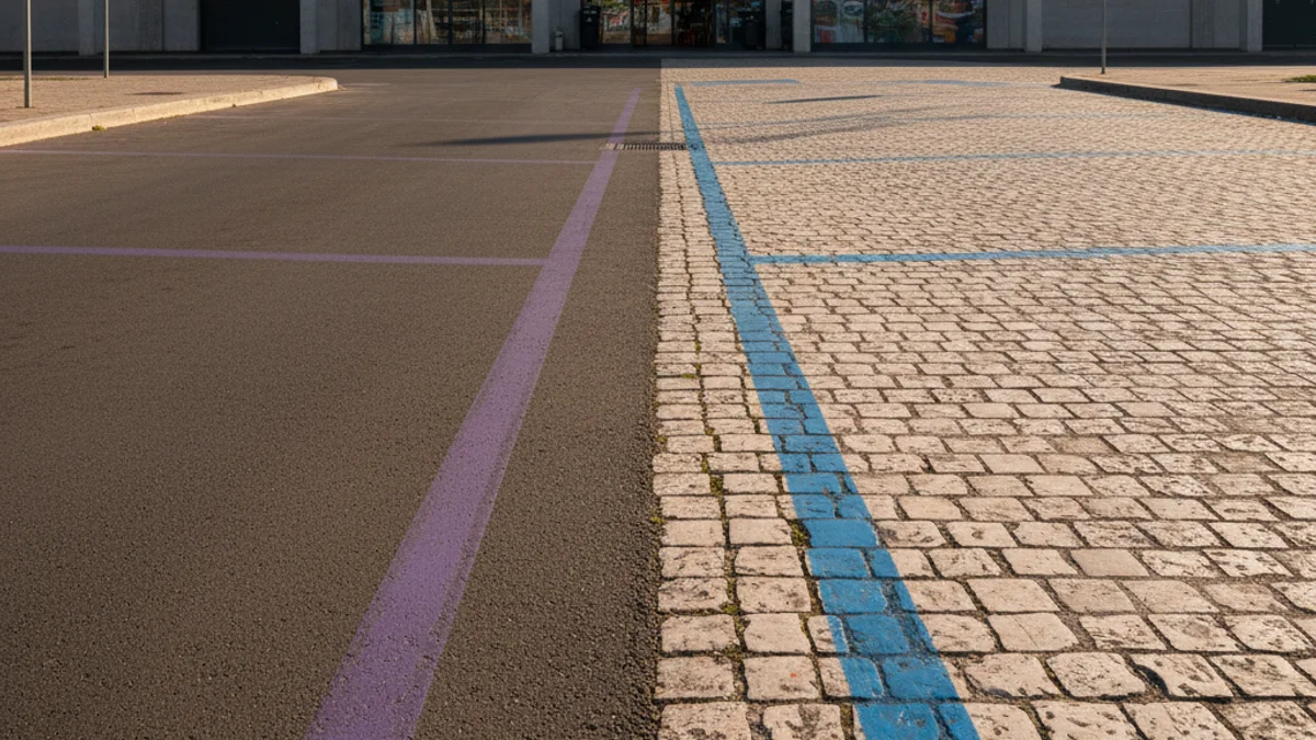 Generic image of the pavement division on a border street between two municipalities.