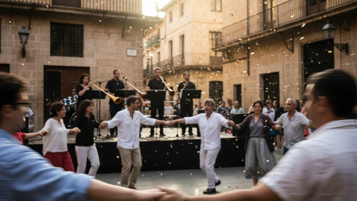 Imagen genérica de un baile de sardanas en una plaza pública durante una celebración cultural.