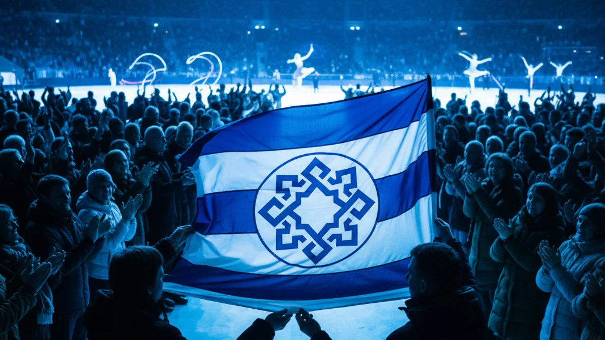 Imatge genèrica d'un acte institucional esportiu amb l'entrega d'una bandera simbòlica.