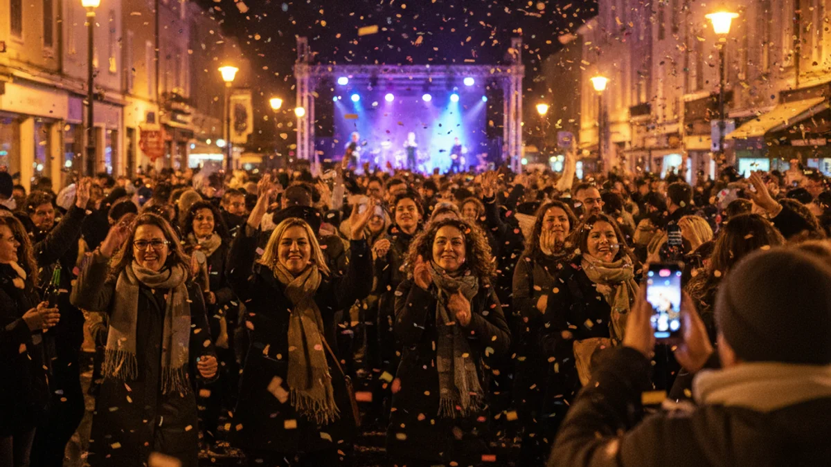 Imagen genérica de un escenario de conciertos durante una fiesta mayor nocturna.
