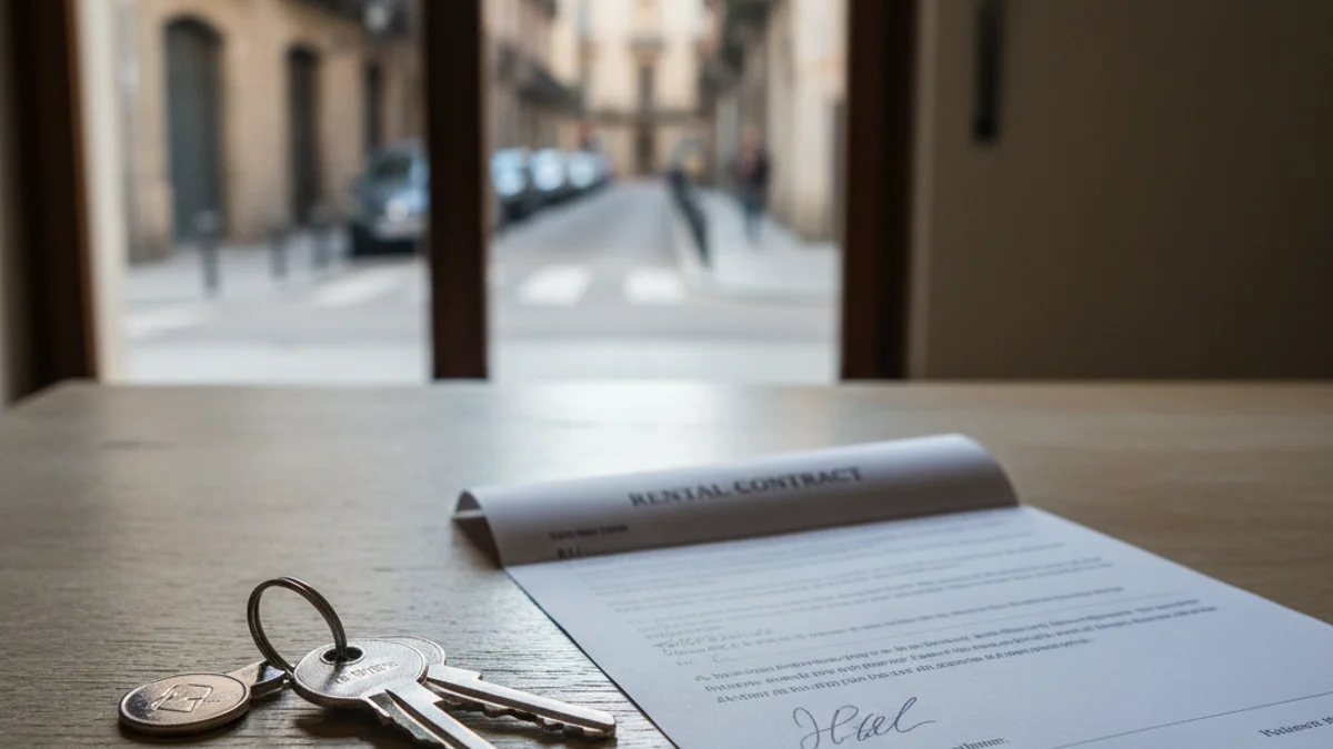 Imatge genèrica d'unes claus de casa sobre un contracte de lloguer.