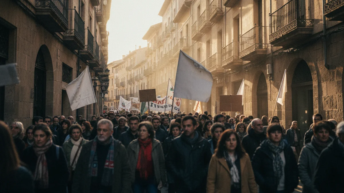 Imatge genèrica d'una manifestació de docents pels carrers d'una ciutat.