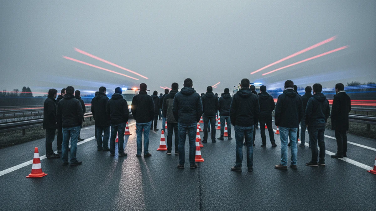 Imatge genèrica d'un tall de carretera durant una jornada de mobilitzacions socials.