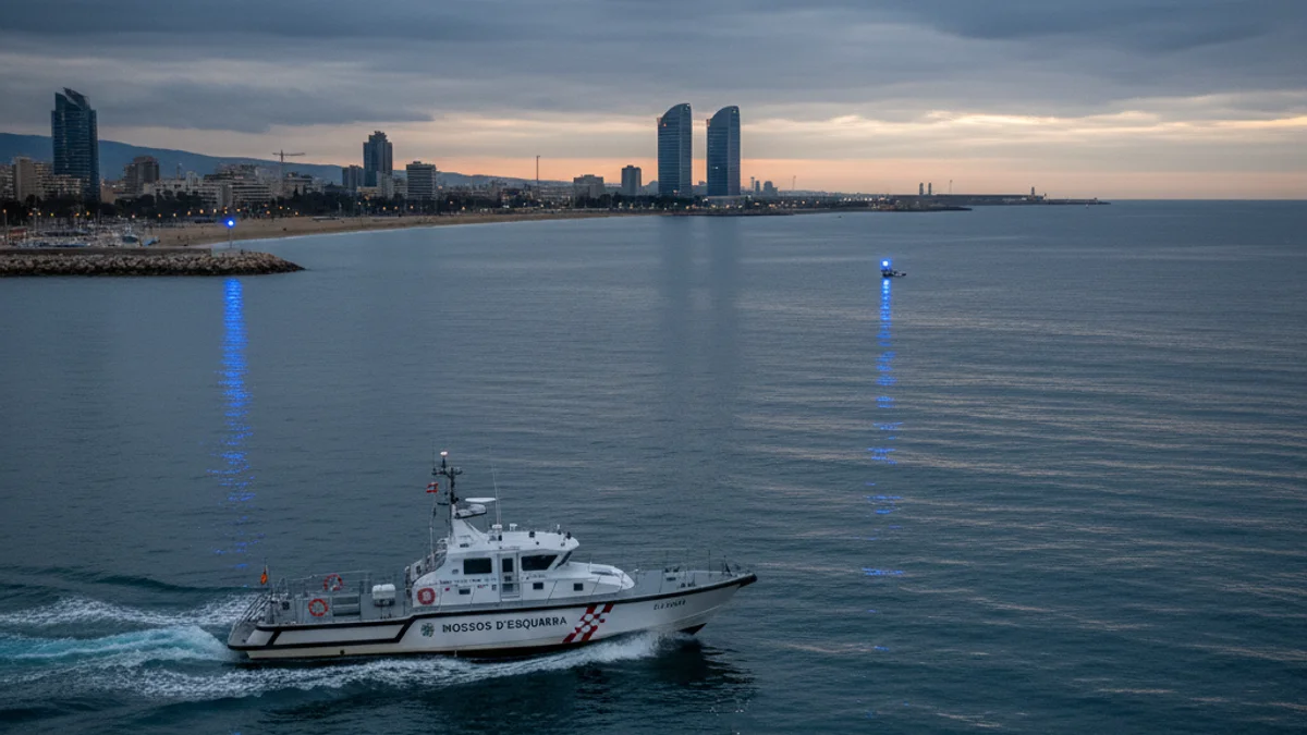 Imagen genérica de una embarcación de la policía patrullando la costa de Barcelona durante una búsqueda.