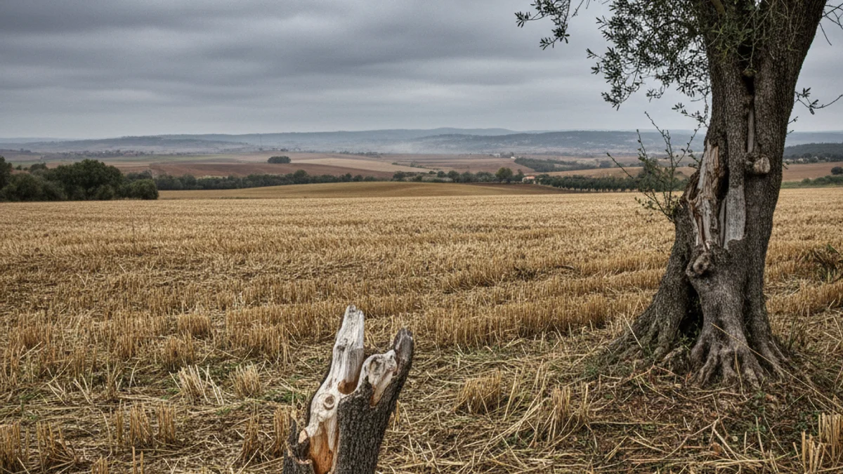 Generic image of an agricultural field with visible damage to vegetation caused by a pest.
