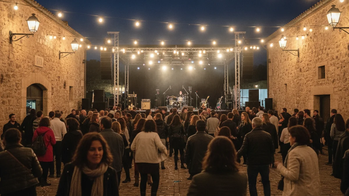 Imatge genèrica d'un concert a l'aire lliure durant una nit d'estiu en un entorn patrimonial.