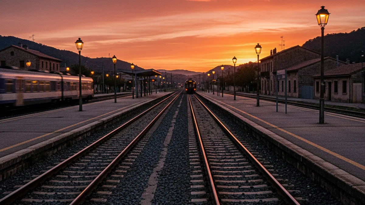 Imatge genèrica d'unes vies de tren regionals al capvespre.