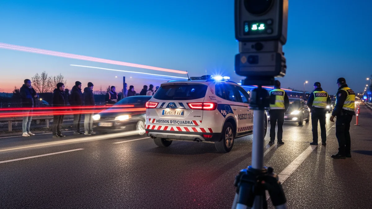Imatge genèrica d'un control de velocitat dels Mossos d'Esquadra en una carretera.